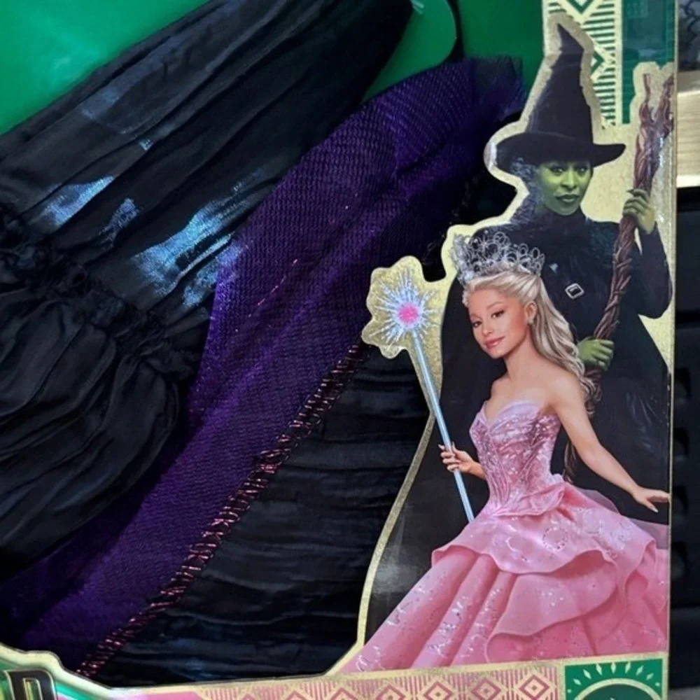 Wicked The Movie: Elphaba Kids Costume SZ 4-6X Dress & Hat Halloween Witch NEW